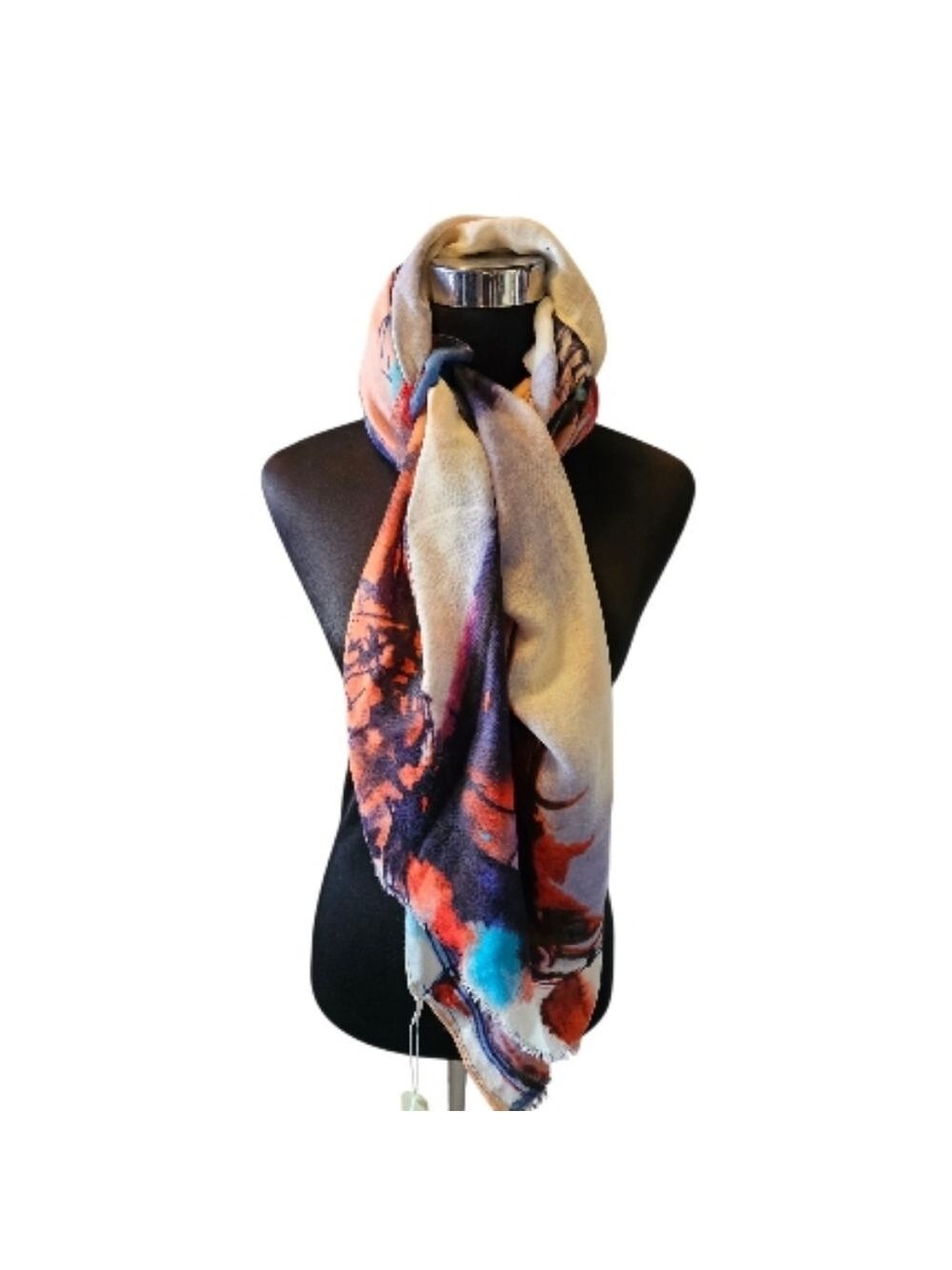 TRIBE 100% Cotton Watercolor Long Scarf Wrap NWT